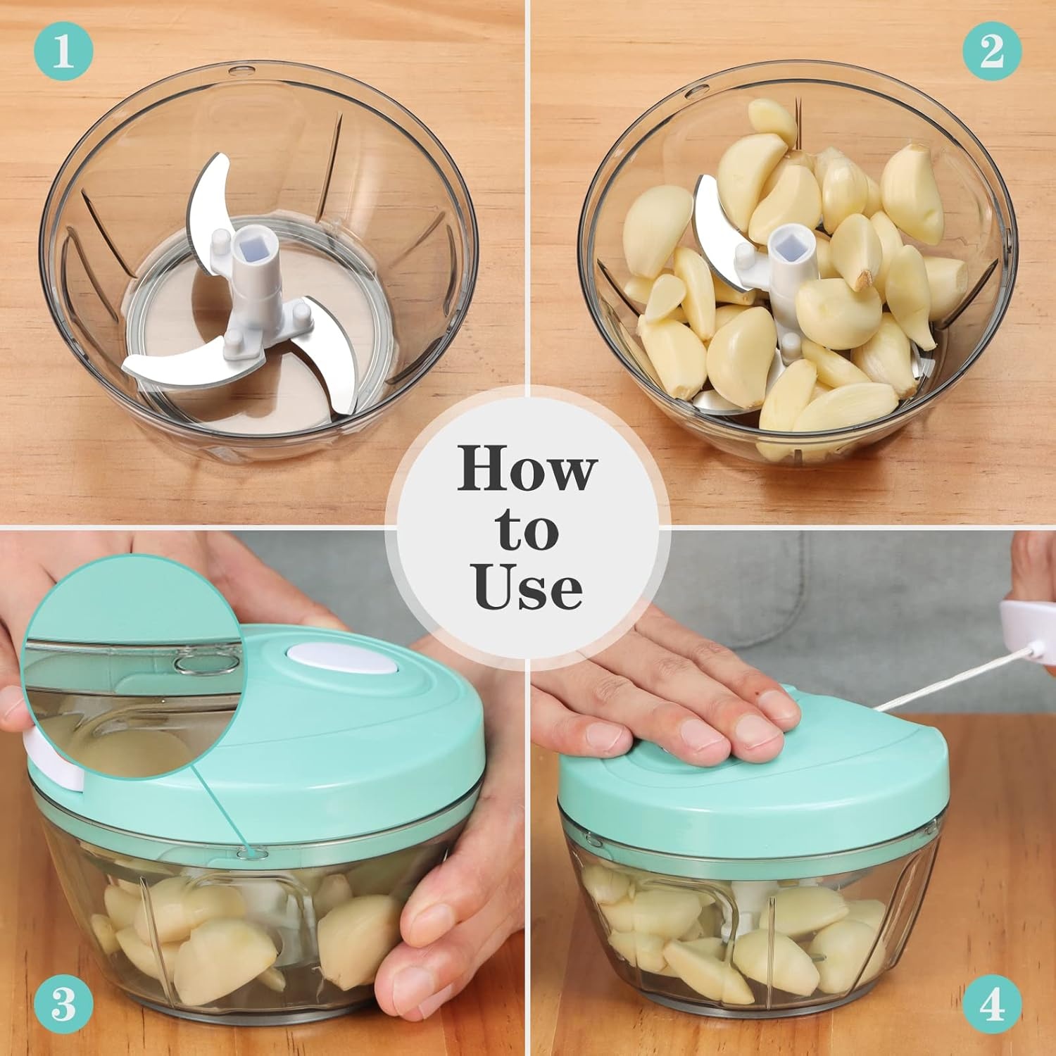 image:imageCambom Manual Food Chopper Vegetable Cutter Hand String Vegetable Chopper Onions Cutter for Vegetable Fruits Nuts BPA Free Food Safe Material 500ml BlackClear