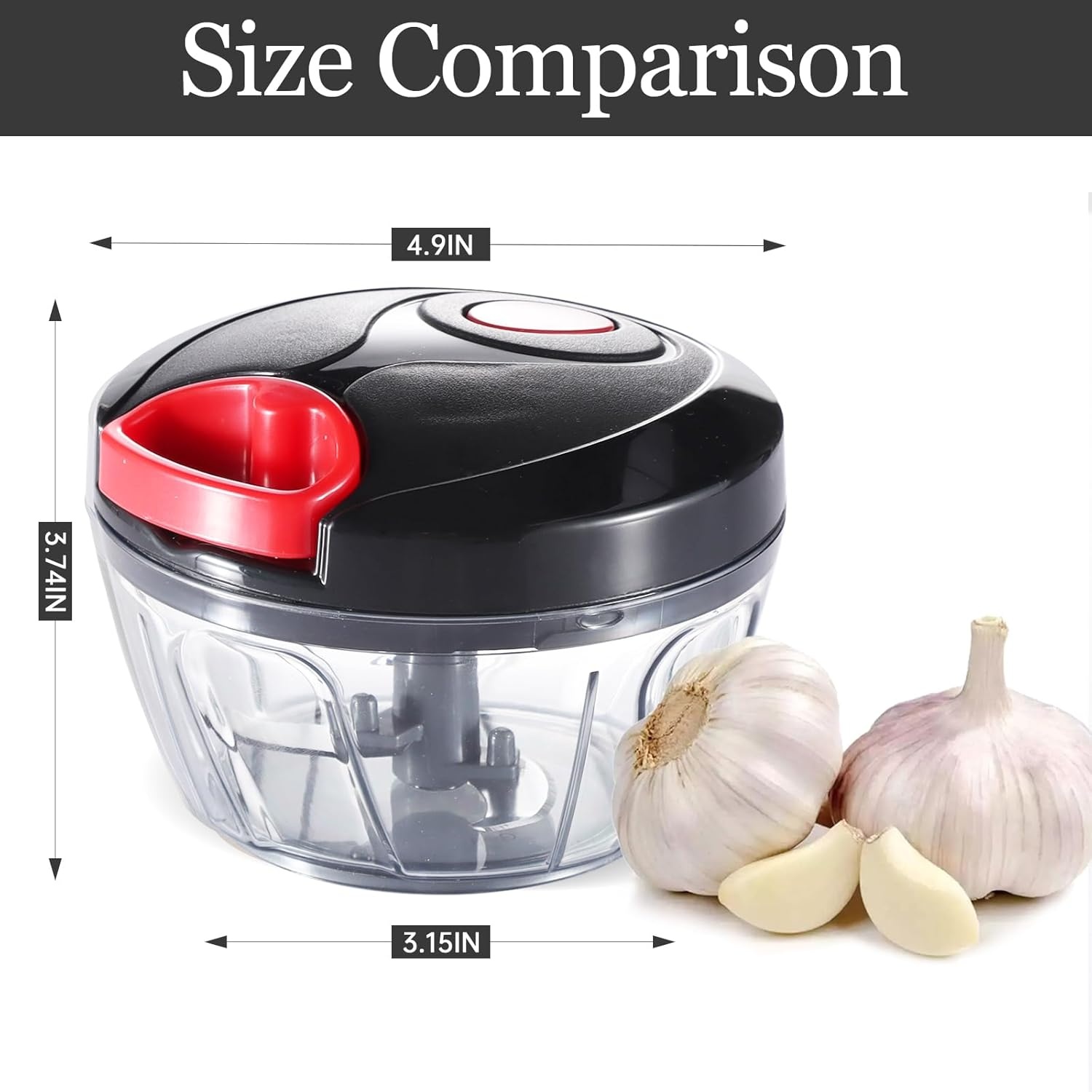 image:imageCambom Manual Food Chopper Vegetable Cutter Hand String Vegetable Chopper Onions Cutter for Vegetable Fruits Nuts BPA Free Food Safe Material 500ml BlackBlack