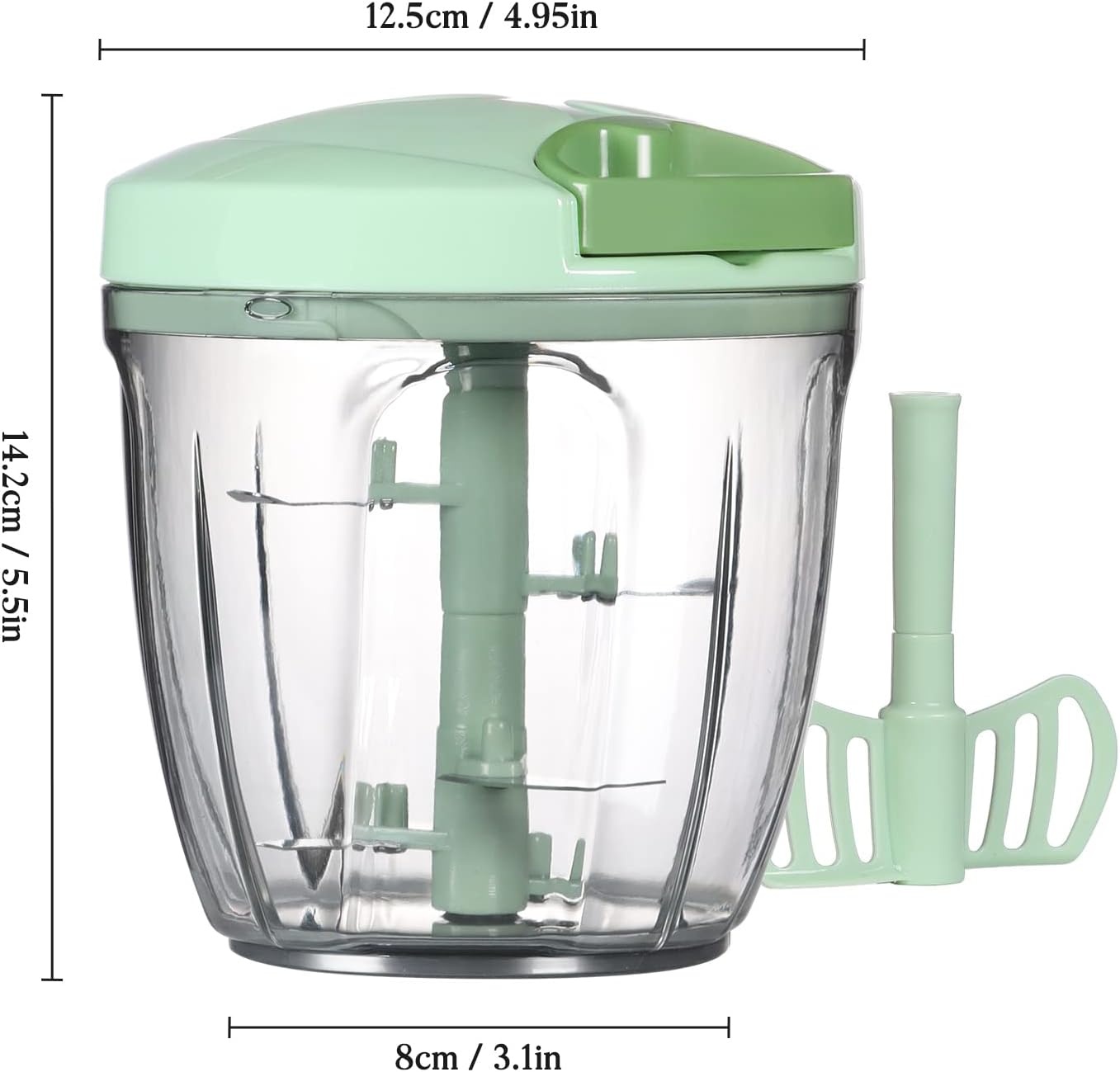 image:imageCambom Manual Food Chopper Vegetable Cutter Hand String Vegetable Chopper Onions Cutter for Vegetable Fruits Nuts BPA Free Food Safe Material 500ml BlackGreen