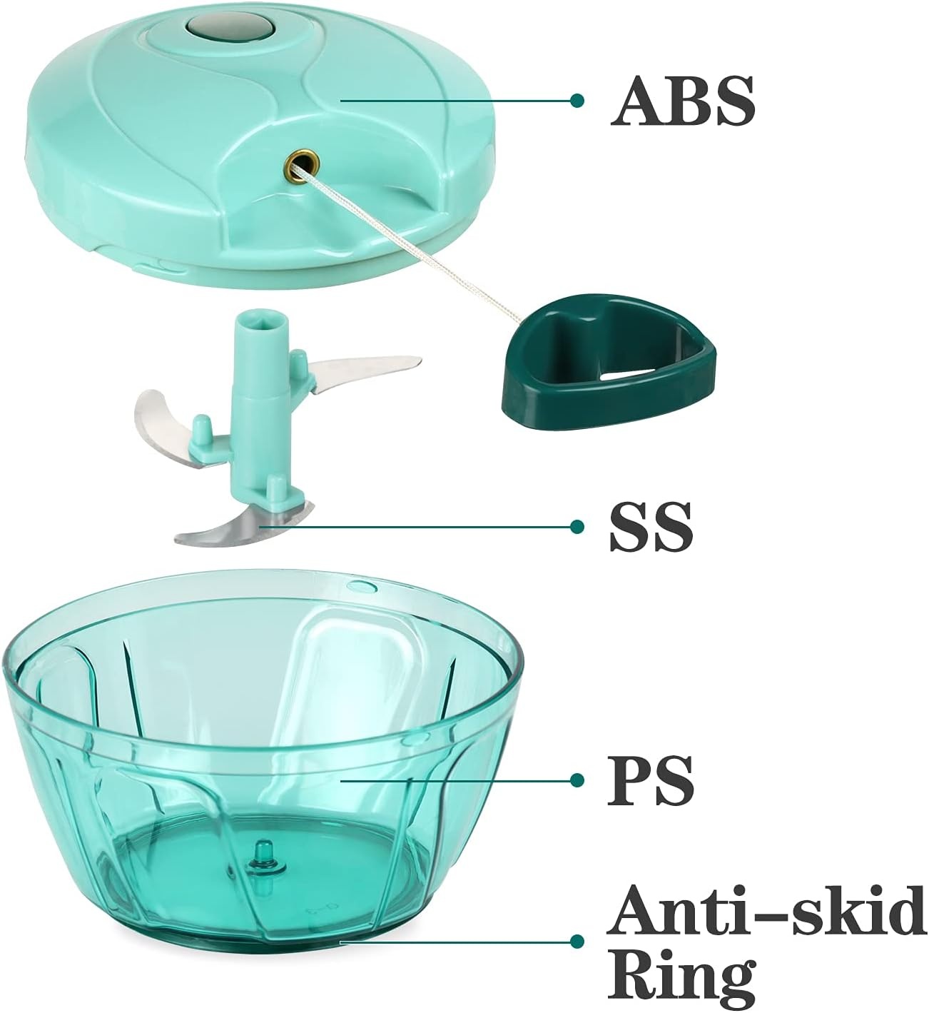 image:imageCambom Manual Food Chopper Vegetable Cutter Hand String Vegetable Chopper Onions Cutter for Vegetable Fruits Nuts BPA Free Food Safe Material 500ml BlackBlue