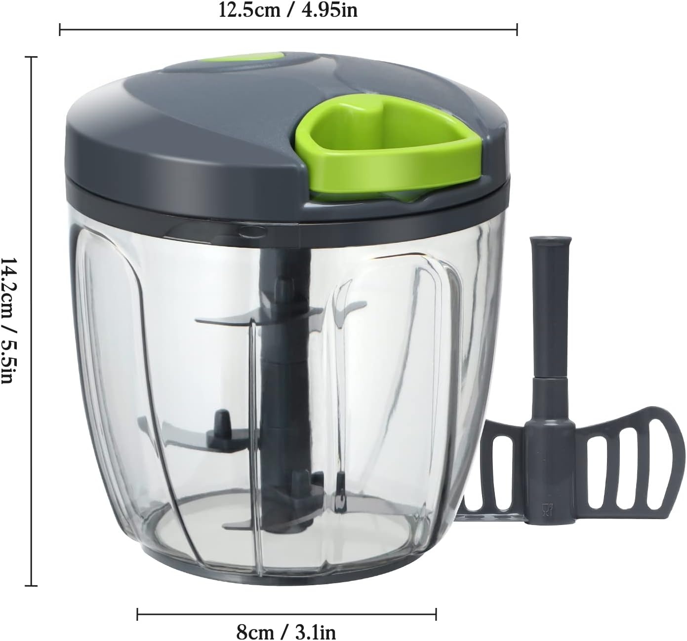 image:imageCambom Manual Food Chopper Vegetable Cutter Hand String Vegetable Chopper Onions Cutter for Vegetable Fruits Nuts BPA Free Food Safe Material 900ml GreyGray