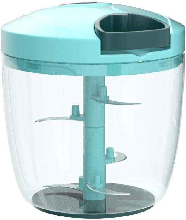 image:imageCambom Manual Food Chopper Vegetable Cutter Hand String Vegetable Chopper Onions Cutter for Vegetable Fruits Nuts BPA Free Food Safe Material 900ml GreyBlue