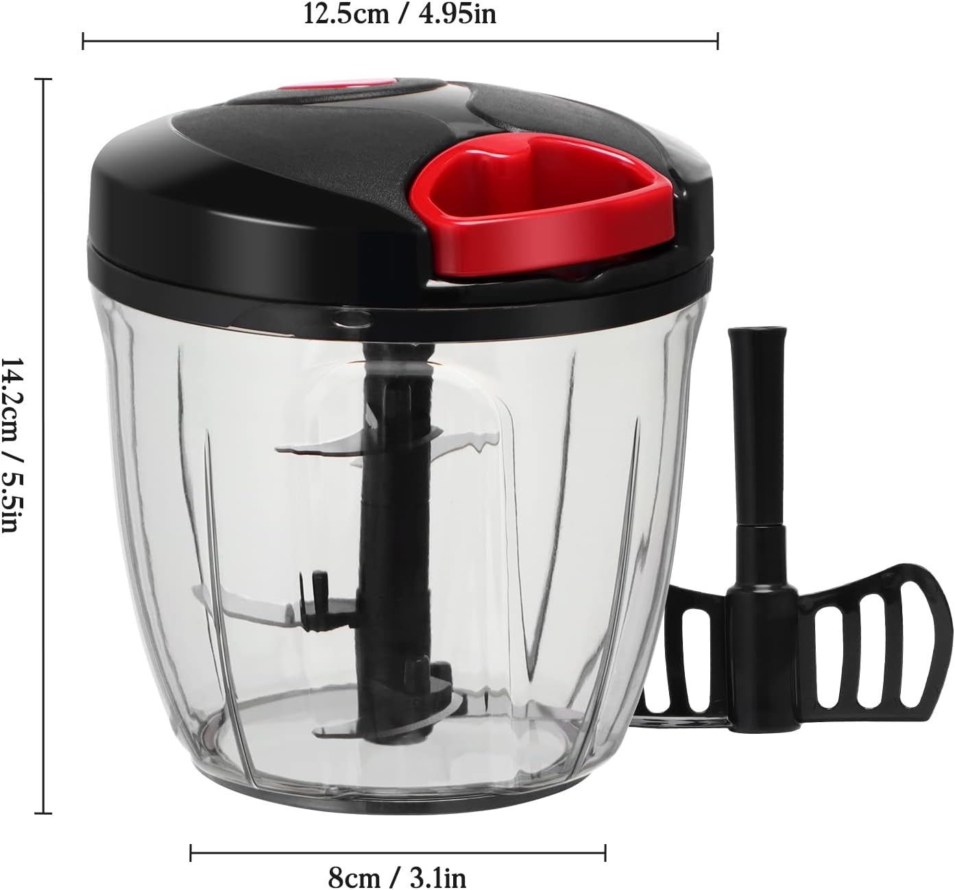 image:imageCambom Manual Food Chopper Vegetable Cutter Hand String Vegetable Chopper Onions Cutter for Vegetable Fruits Nuts BPA Free Food Safe Material 900ml GreyBlack