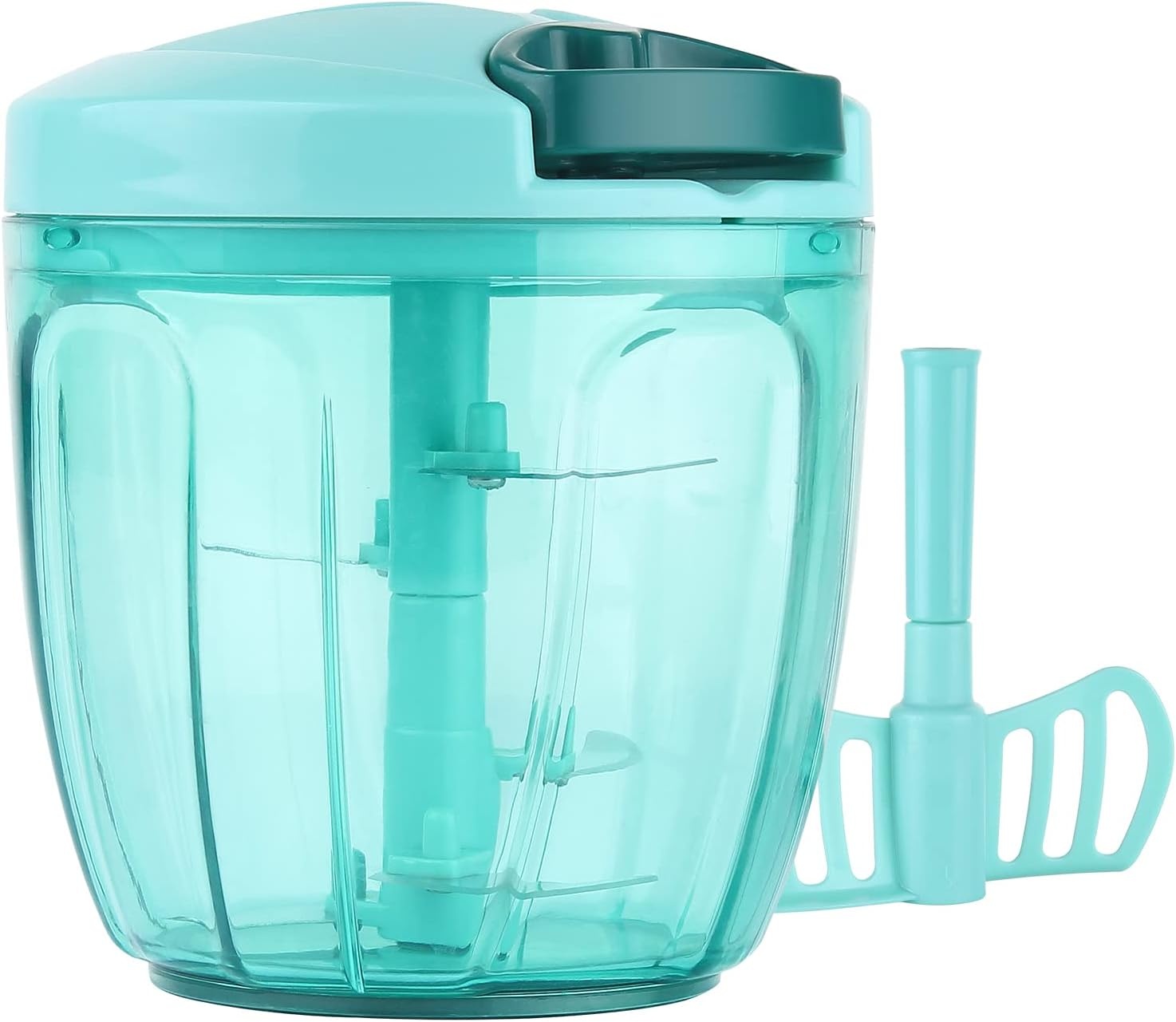 image:imageCambom Manual Food Chopper Vegetable Cutter Hand String Vegetable Chopper Onions Cutter for Vegetable Fruits Nuts BPA Free Food Safe Material 900ml GreyBlue
