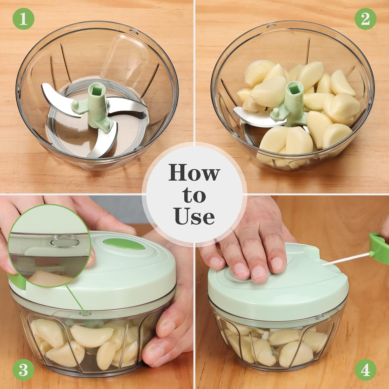 image:imageCambom Manual Food Chopper Vegetable Cutter Hand String Vegetable Chopper Onions Cutter for Vegetable Fruits Nuts BPA Free Food Safe Material 900ml GreyGreen