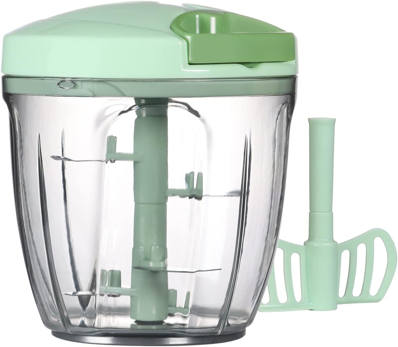 image:imageCambom Manual Food Chopper Vegetable Cutter Hand String Vegetable Chopper Onions Cutter for Vegetable Fruits Nuts BPA Free Food Safe Material 900ml GreyGreen
