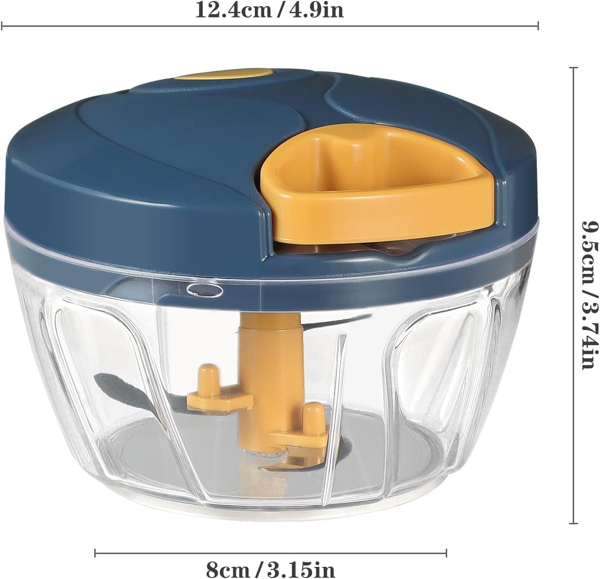 image:imageCambom Manual Food Chopper Vegetable Cutter Hand String Vegetable Chopper Onions Cutter for Vegetable Fruits Nuts BPA Free Food Safe Material 900ml GreyYellow