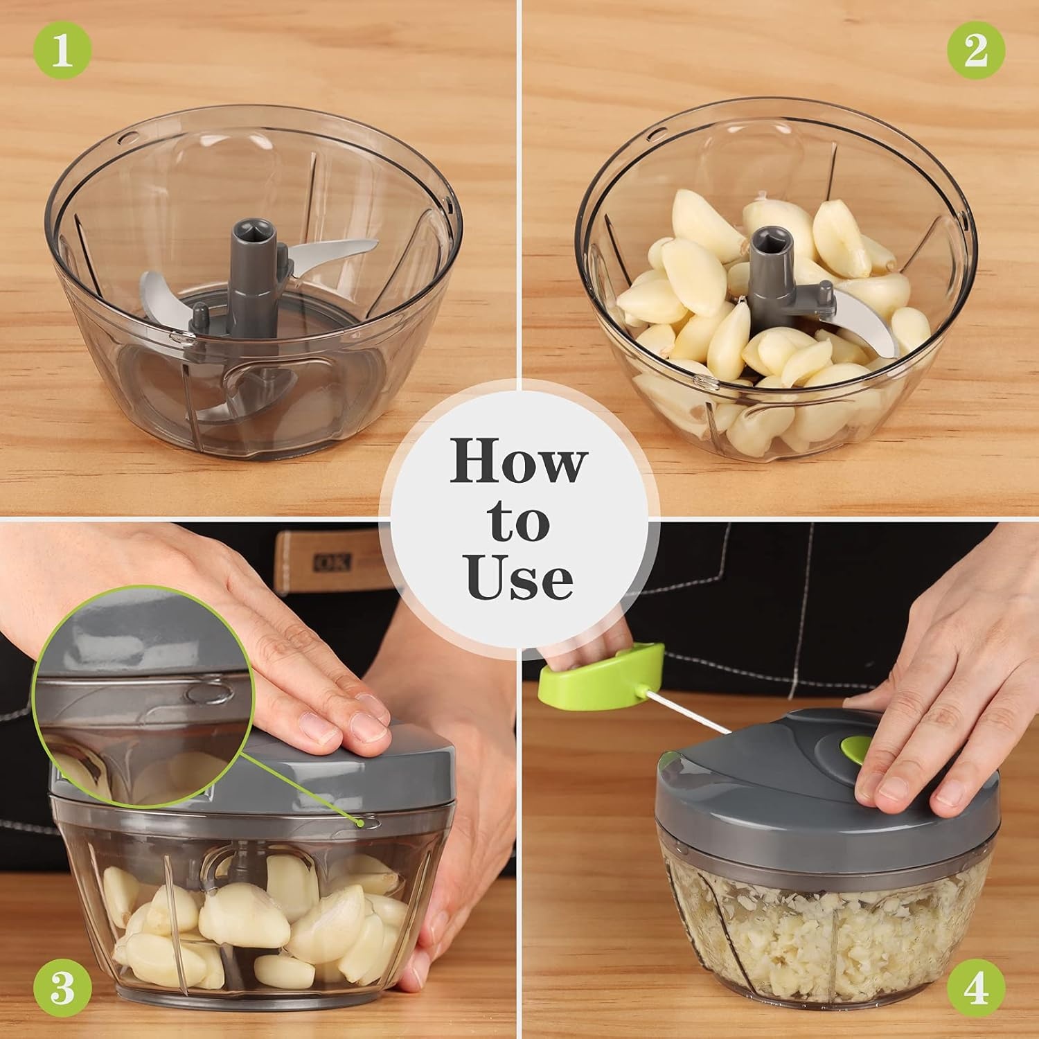 image:imageCambom Manual Food Chopper Vegetable Cutter Hand String Vegetable Chopper Onions Cutter for Vegetable Fruits Nuts BPA Free Food Safe Material 900ml GreyGray