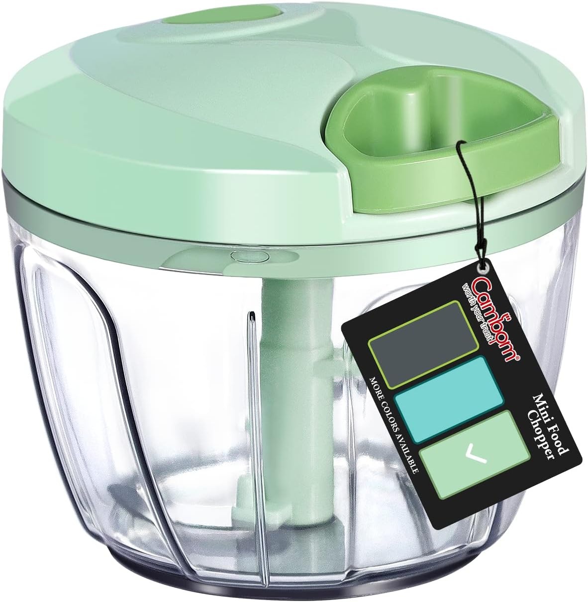 image:imageCambom Manual Food Chopper Vegetable Cutter Hand String Vegetable Chopper Onions Cutter for Vegetable Fruits Nuts BPA Free Food Safe Material 900ml GreyGreen
