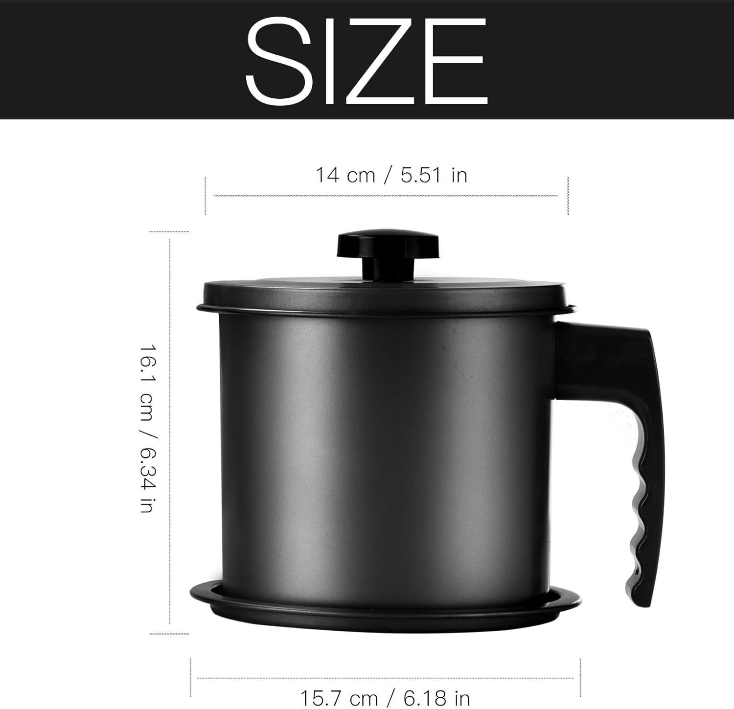 image:imageCambom Bacon Grease Container with Fine Mesh Strainer 16L almost 7 Full Cups Iron Cooking Oil Can with Removable a Coaster Tray for Kitchen Fat Storage BlackBlack