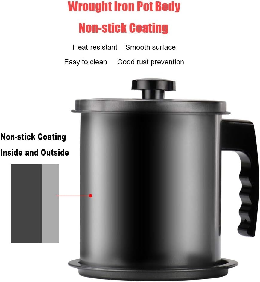 image:imageCambom Bacon Grease Container with Fine Mesh Strainer 16L almost 7 Full Cups Iron Cooking Oil Can with Removable a Coaster Tray for Kitchen Fat Storage BlackBlack
