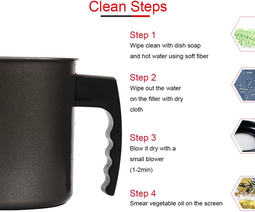 image:imageCambom Bacon Grease Container with Fine Mesh Strainer 16L almost 7 Full Cups Iron Cooking Oil Can with Removable a Coaster Tray for Kitchen Fat Storage BlackBlack