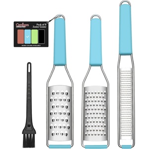 image:imageCambom Cheese Grater Citrus Zester Lemon Zester Pack of 3304 Stainless Steel  A Sharp Tool for Parmesan Cheese Ginger Garlic Nutmeg Chocolate VegetablesFruitsDishwasher Safe RedBlue