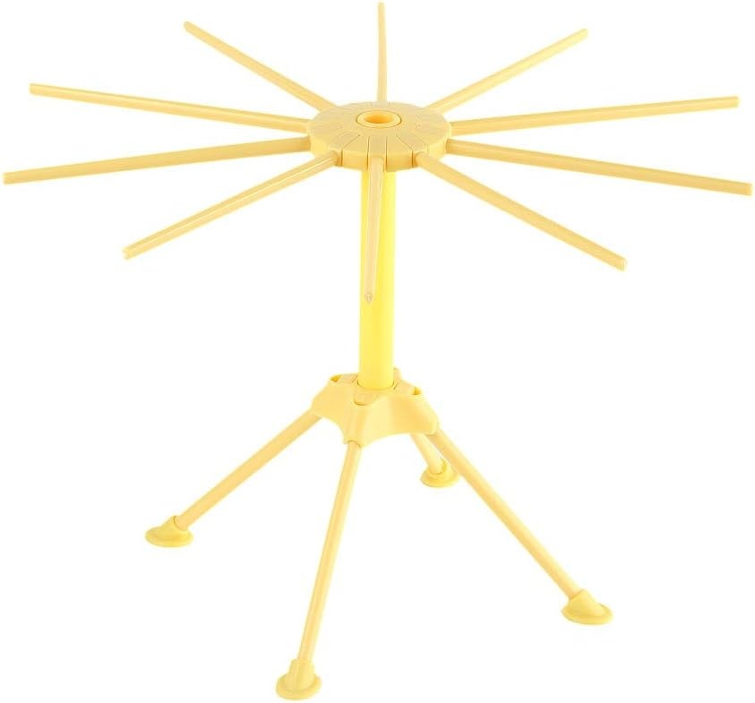 image:imageCambom Foldable Pasta Drying Rack Plastic Spaghetti Noodle Dryer with 10 Bar Handles BlackYellow
