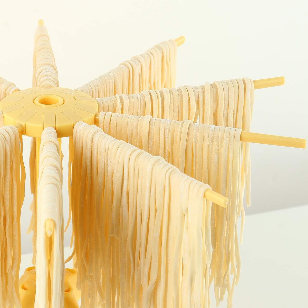 image:imageCambom Foldable Pasta Drying Rack Plastic Spaghetti Noodle Dryer with 10 Bar Handles BlackYellow