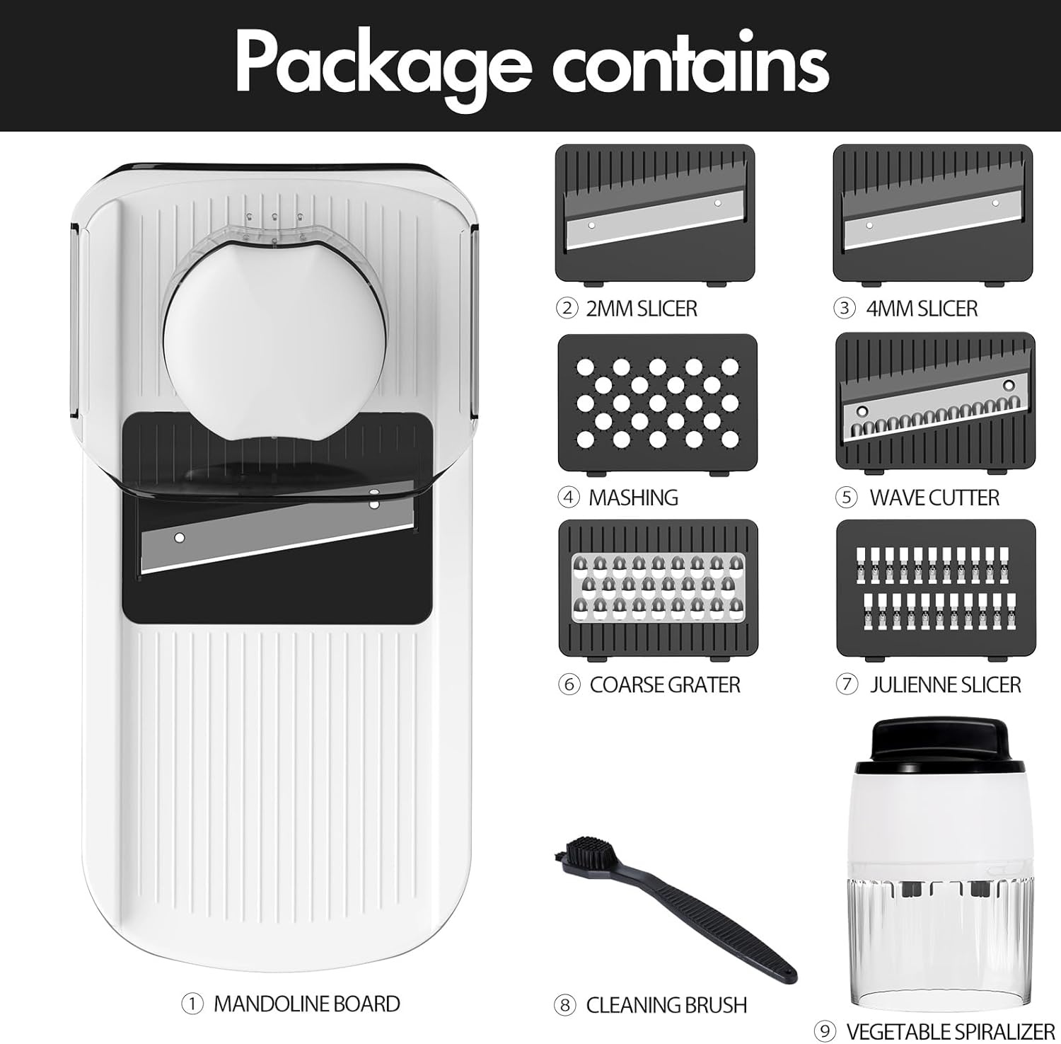 image:imageCambom Mandoline Slicer Vegetable Slicer Spiralizer With 2 L Container for Potatoes Tomatoes Cucumbers Carrots With 6 Blades White