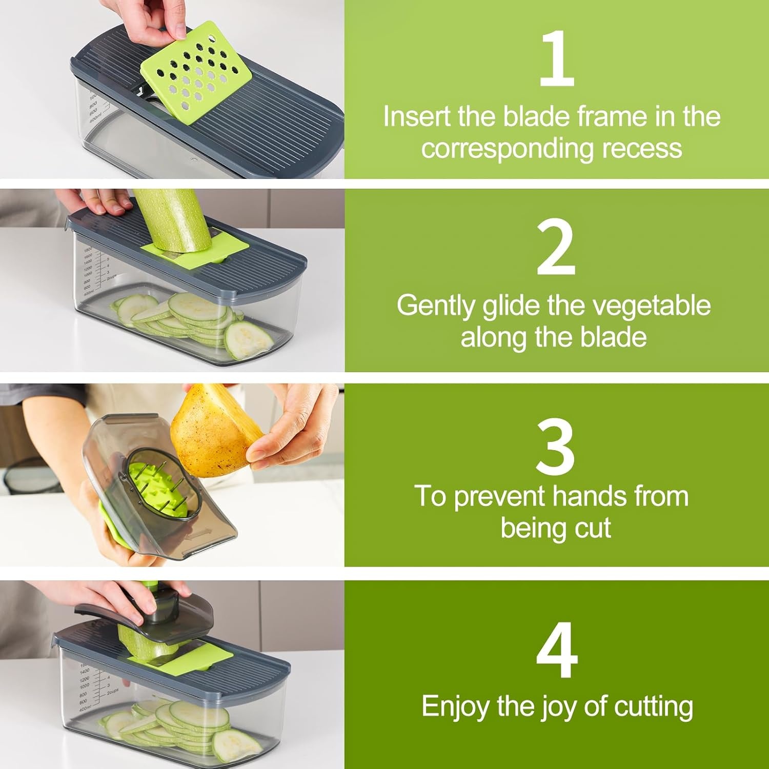 image:imageCambom Mandoline Slicer Vegetable Slicer With 2 L Container for Potatoes Tomatoes Cucumbers Carrots With 10 Blades White