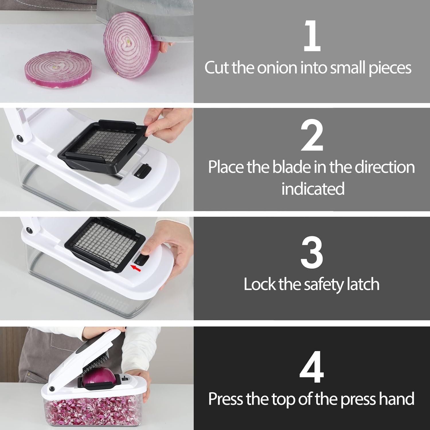 image:imageCambom Vegetable Chopper With Container Multifunctional Food Chopper Onion amp Vegetable Cutter Dicer With 8 Blades Carrot amp Veggie Slicer 2 Blades