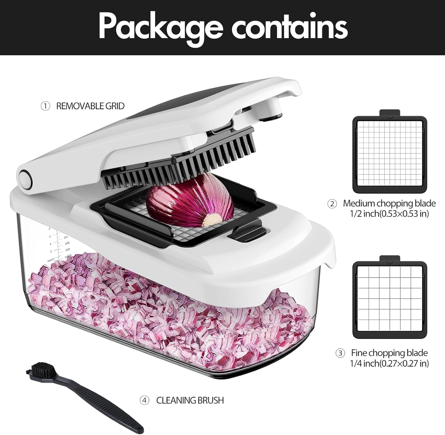 image:imageCambom Vegetable Chopper With Container Multifunctional Food Chopper Onion amp Vegetable Cutter Dicer With 8 Blades Carrot amp Veggie Slicer 2 Blades