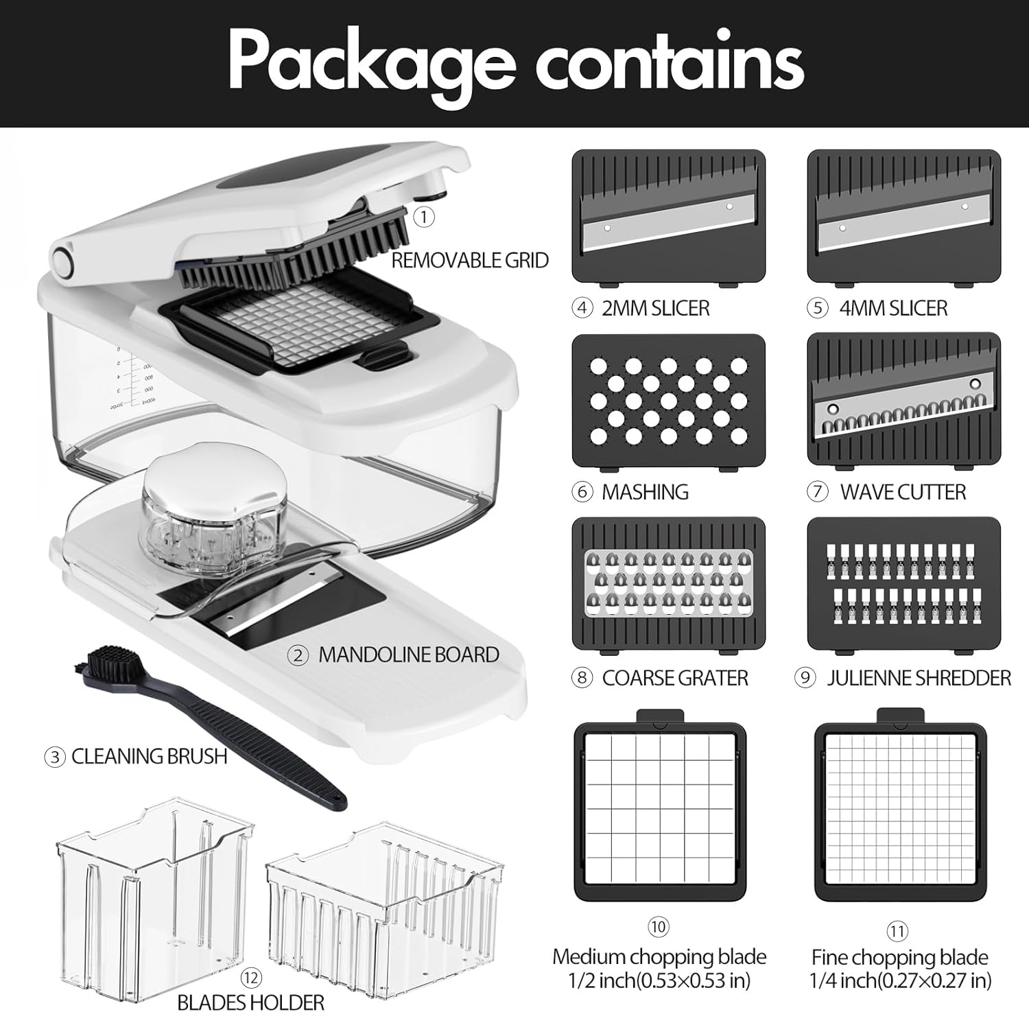 image:imageCambom Vegetable Chopper With Container Multifunctional Food Chopper Onion amp Vegetable Cutter Dicer With 8 Blades Carrot amp Veggie Slicer 8 Blades