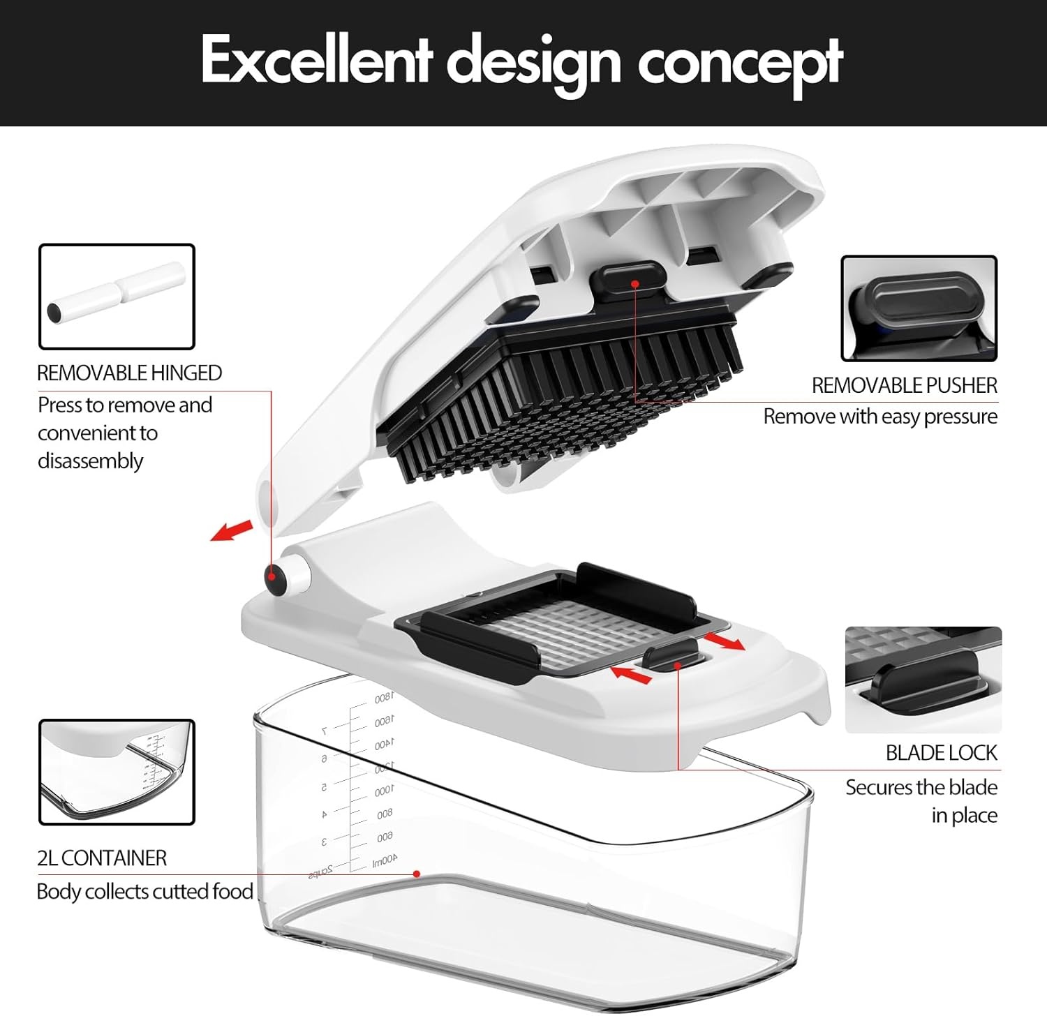 image:imageCambom Vegetable Chopper With Container Multifunctional Food Chopper Onion amp Vegetable Cutter Dicer With 8 Blades Carrot amp Veggie Slicer Spiralizer 6 Blades