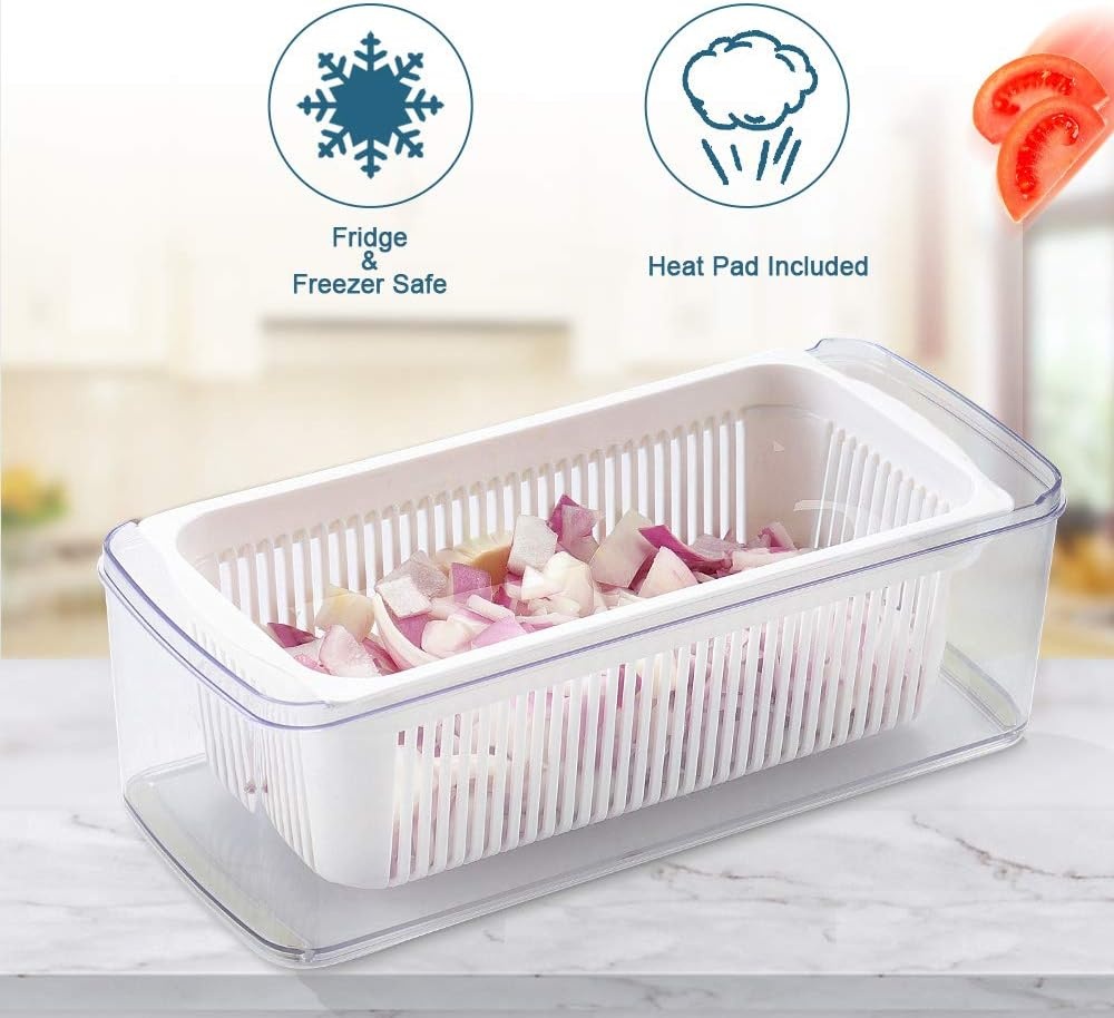 image:imageVegetable Chopper Cambom Multifunctional Vegetable Cutter Onion Chopper Mandoline Slicer Dicer with Colander Basket and Container 8 Interchangeable Blades