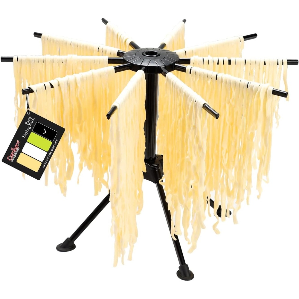 image:imageCambom Foldable Pasta Drying Rack Plastic Spaghetti Noodle Dryer with 10 Bar Handles BlackBlack