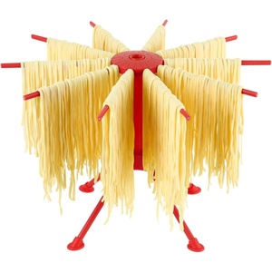 image:imageCambom Foldable Pasta Drying Rack Plastic Spaghetti Noodle Dryer with 10 Bar Handles BlackRed
