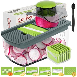 image:imageCambom Mandoline Slicer Vegetable Slicer With 2 L Container for Potatoes Tomatoes Cucumbers Carrots With 10 Blades White