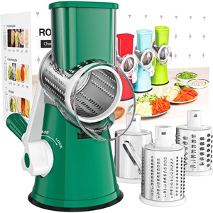 image:imageCambom Rotary Cheese Grater Hand Crank Cheese Shredder for Fresh Cheese Vegetable NutsNonslip Suction BaseThree BladesDark BlueDark Green