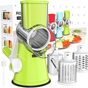 image:imageCambom Rotary Cheese Grater Hand Crank Cheese Shredder for Fresh Cheese Vegetable NutsNonslip Suction BaseThree BladesDark BlueGreen