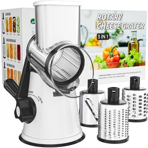 image:imageCambom Rotary Cheese Grater Hand Crank Cheese Shredder for Fresh Cheese Vegetable NutsNonslip Suction BaseThree BladesDark BlueWhite Black
