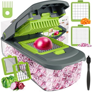 image:imageCambom Vegetable Chopper With Container Multifunctional Food Chopper Onion amp Vegetable Cutter Dicer With 8 Blades Carrot amp Veggie Slicer 2 Blades Grey