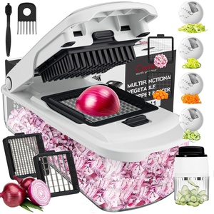 image:imageCambom Vegetable Chopper With Container Multifunctional Food Chopper Onion amp Vegetable Cutter Dicer With 8 Blades Carrot amp Veggie Slicer Spiralizer 6 Blades