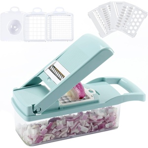image:imageVegetable Chopper Cambom Multifunctional Vegetable Cutter Onion Chopper Mandoline Slicer Dicer with Colander Basket and Container 8 Interchangeable Blades